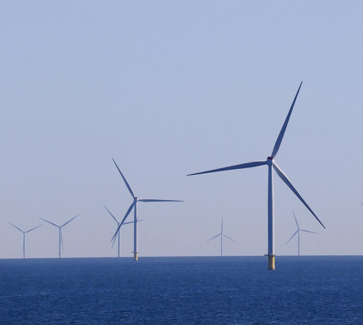 Offshore wind turbines in ocean